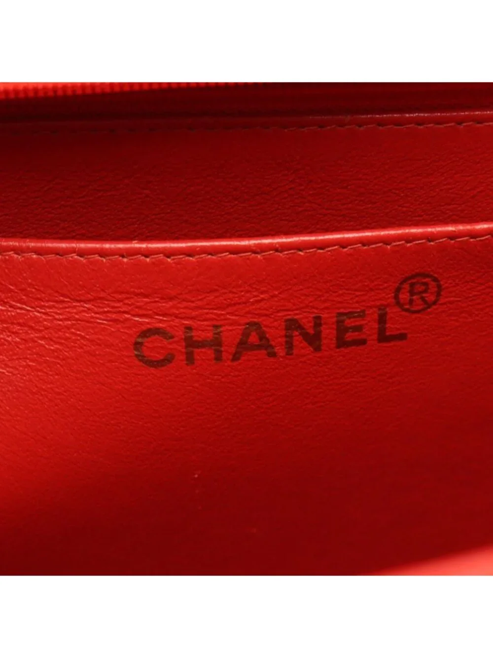 Chanel Handbag Quilted Red Caviar Leather Top Handle